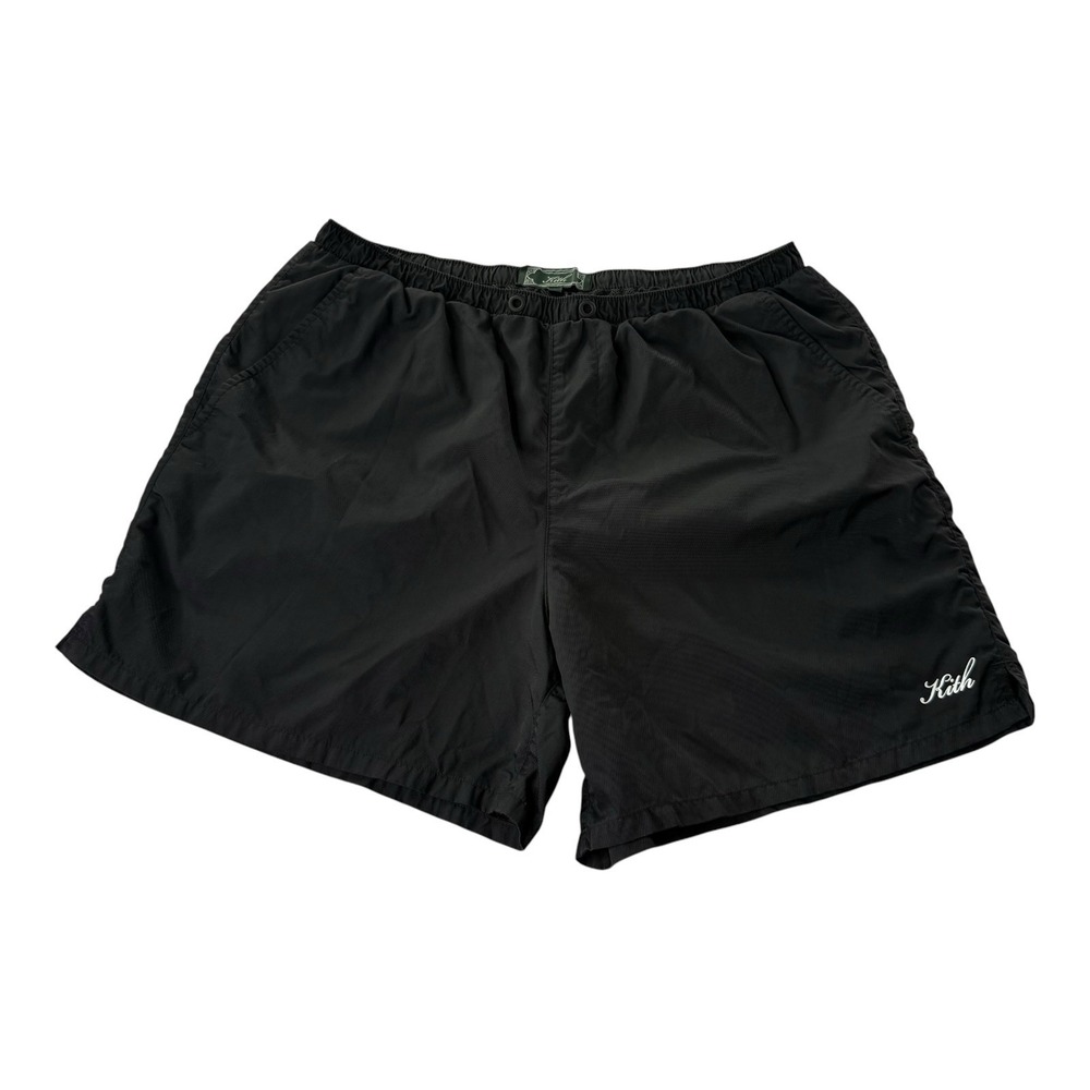 Kith Black Nylon Swim Trunks Shorts Mesh Lined Men's Size L Missing Drawstring